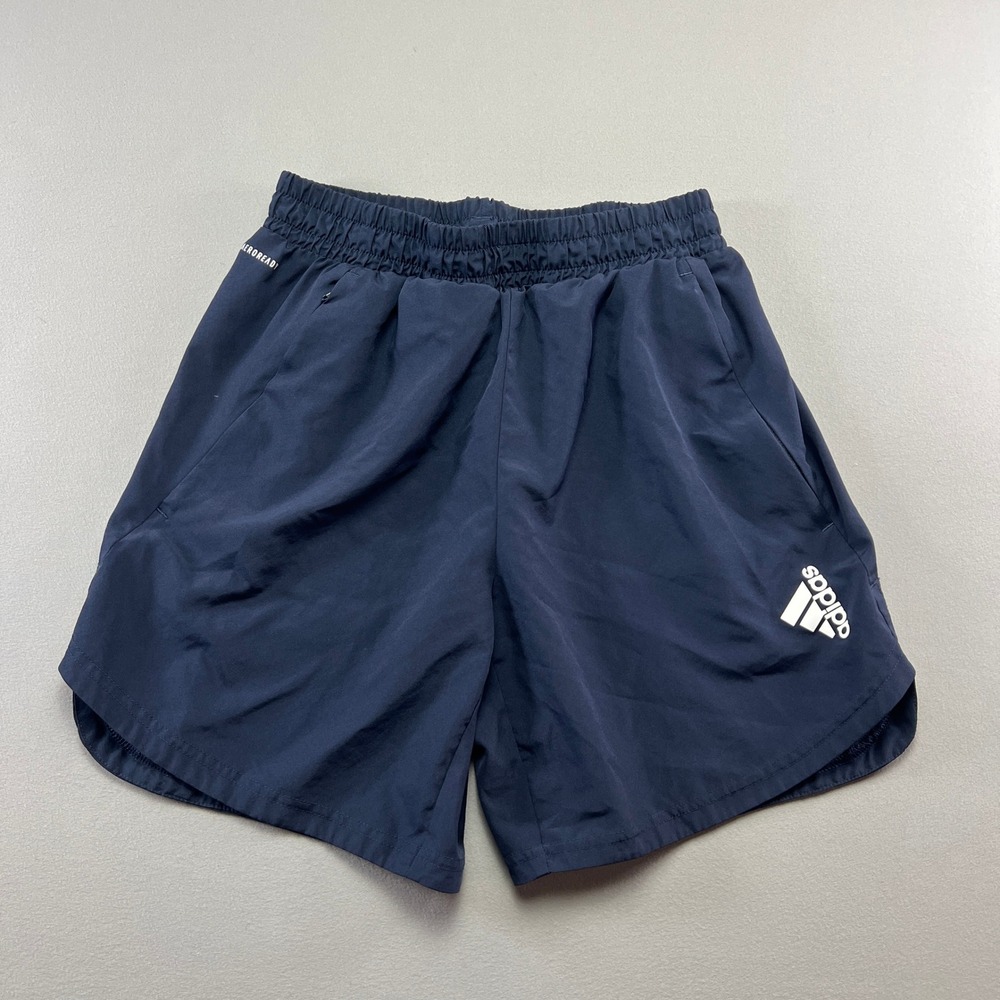 Adidas Aeroready 7" Training Shorts Mens Small Navy Blue Dolphin Hem Athleisure